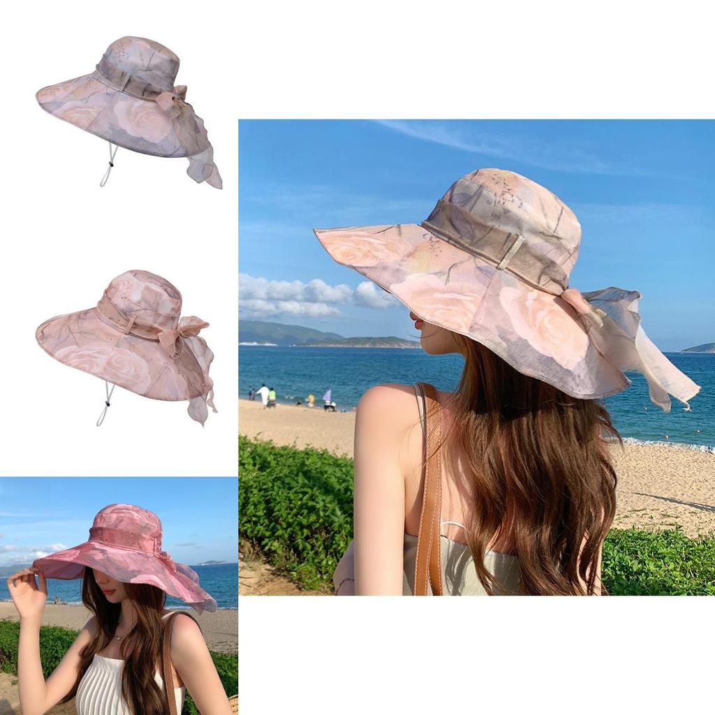 Polyester Sun Hat For Women With Large Brim Uv Protection Sunshade Fashion Summer Accessory