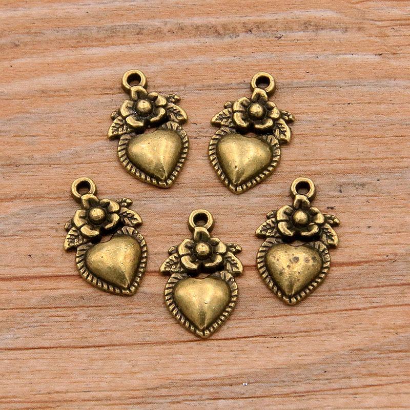10pcs DIY Alloy Love Heart Pendant Charm - Necklace & Bracelet Jewelry Making Accessories, Stylish Craft Supplies 18*11mm