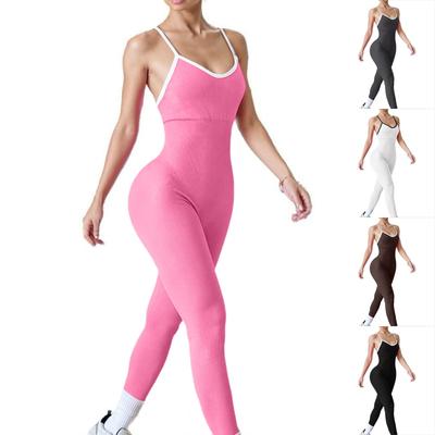 Kadın Askılı Açık Hava Spor Tulumu Kolsuz Hızlı Kuruyan İplik Sıkı Fitness Tulumu Yoga Takımı