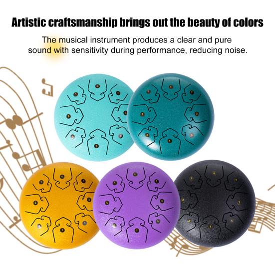 Steel Tongue Drum 4/6 Inch 8/9 Tone Rain Drum for Outside Garden Sound Healing Musical Instruments for Adults Kids Mini Handpan Drums for Meditation