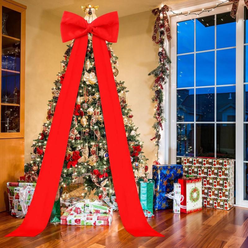 Extra Large Plush Bow Christmas Decor Hanging Ornament Tree Window Door Party Wedding Festive Decoration