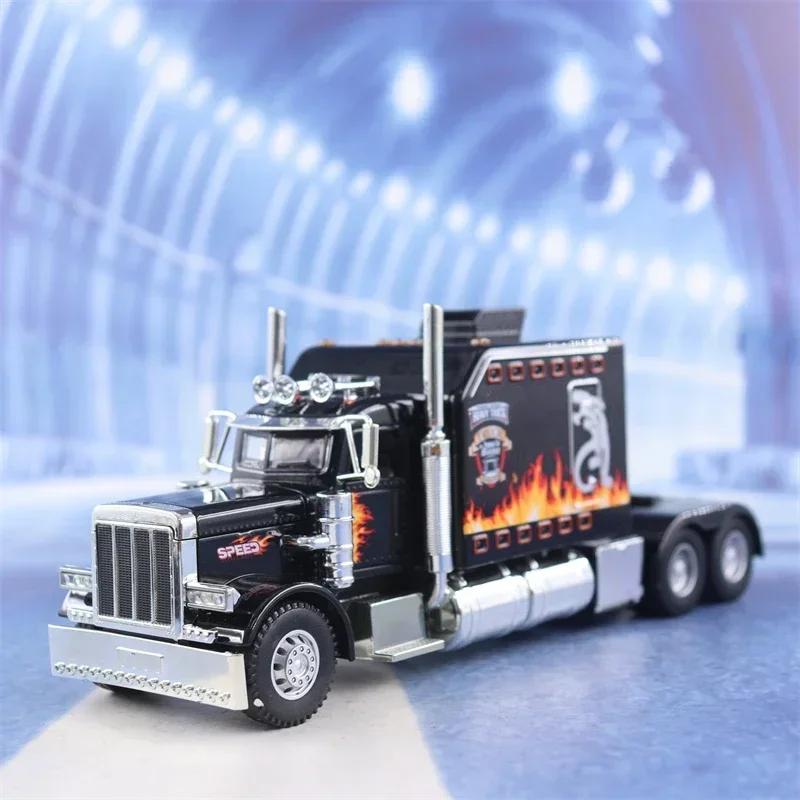 AAZZ1 1:24 PETERBILT 389 Heavy Truck Tractor Toy Model Alloy Diecast Sound Light Pull Back Model Truck Boys Toy Gifts Collection