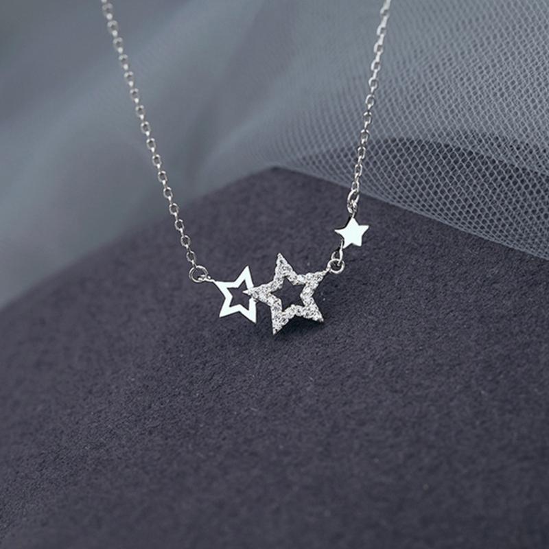 Collier ras du cou en métal argenté avec pendentif étoile et zircon pour femme, chaîne tendance, bijoux tendance, cadeau