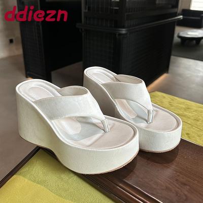 Mode Plateau Mode Runde Zehenpartie Damen Keilabsatz Hausschuhe Dicke Sohle Damen Keilabsatz Hausschuhe Schuhe Sandalen Damen Pantoletten Zehentrenner