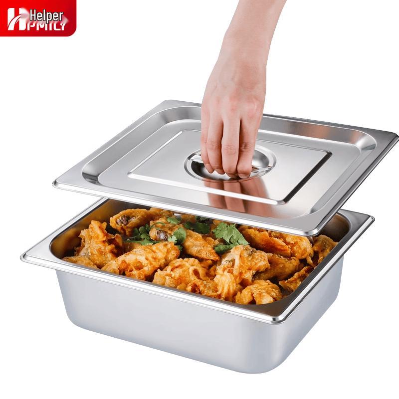 HPMILY Stainless Steel Food Pan with Open Lid