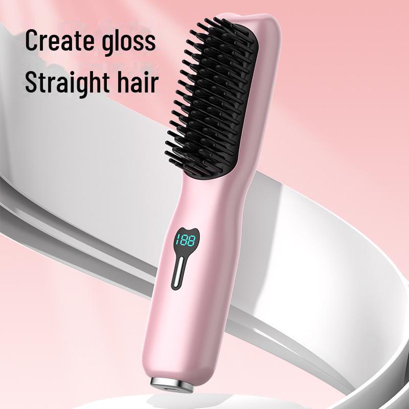 Portable Mini Ionic Hair Styler: Wireless Straightening & Curling Comb