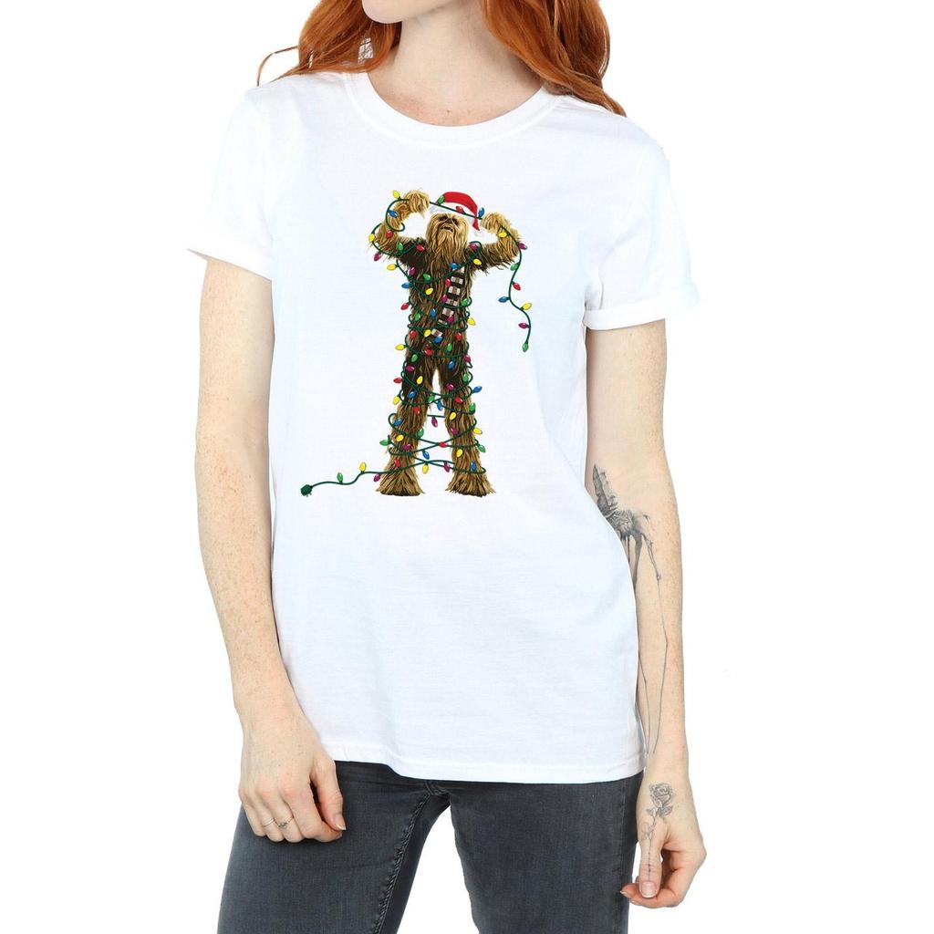 Star Wars Womens/Ladies Chewbacca Christmas Lights Cotton Boyfriend T-Shirt
