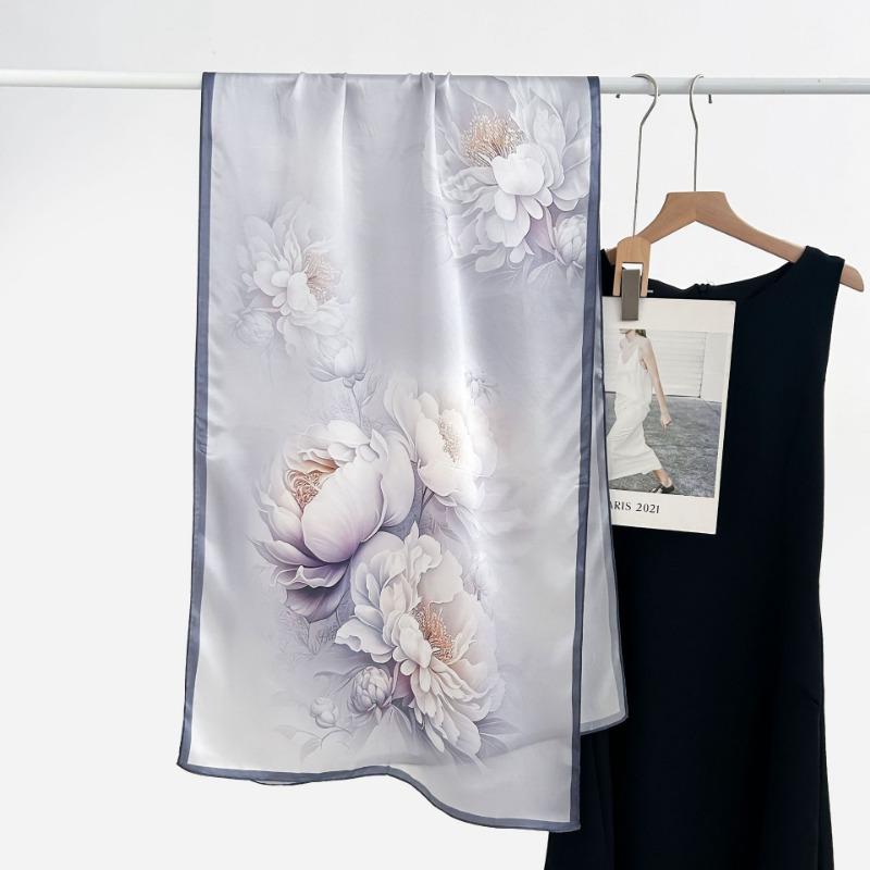 Spring and Autumn New 100 Mulberry Silk Long Scarf Women's Elegant Atmospheric Silk Shawl Versatile High-end Silk Scarf