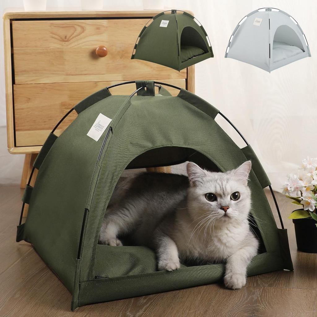 Morse Katzenzelt Hundebett Haustier-Tipi mit Kissen für Hundehütte Indoor-Katzennest Katzenbett für Kätzchen Welpenhöhle Hundehütte Haustiersofa