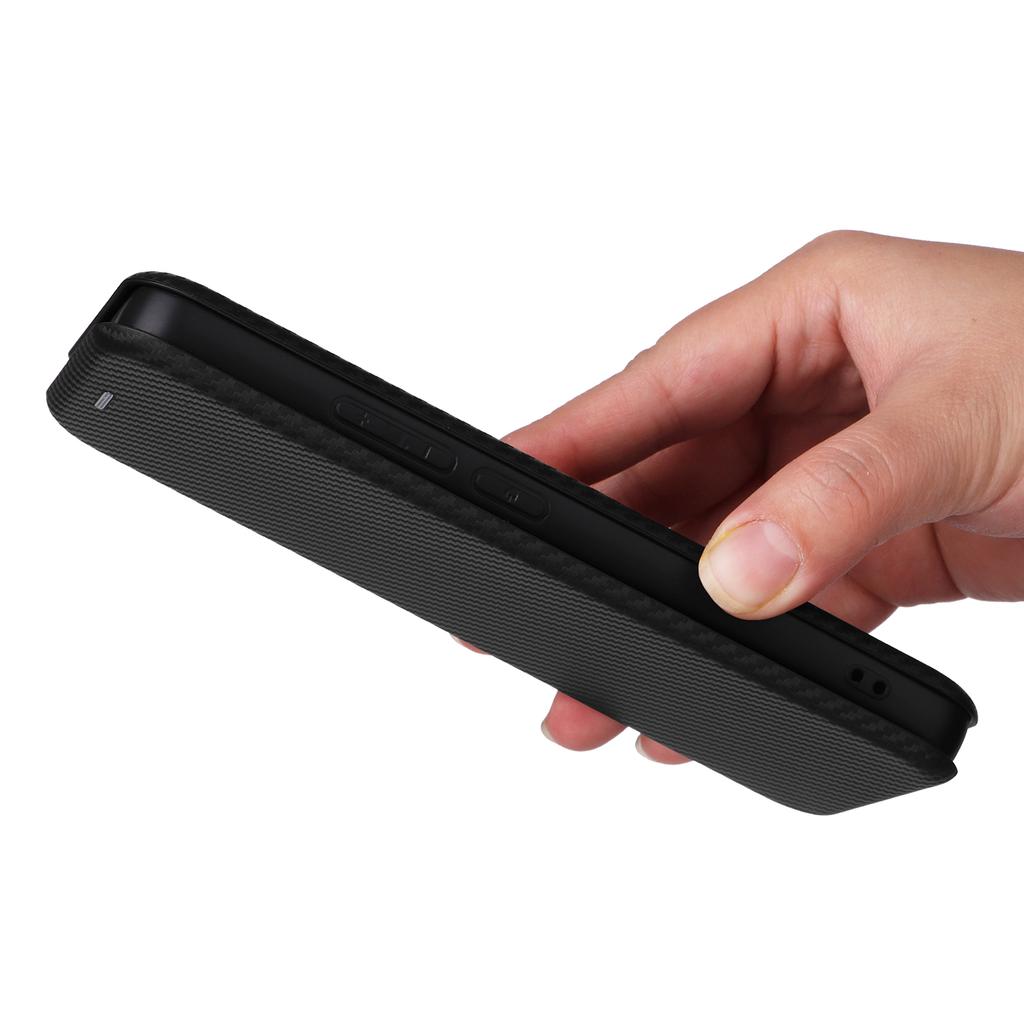 For Xiaomi Redmi Note 13 4G Leather Case Carbon Fiber Texture Phone Cover Magnetic Shock Absorbing