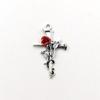 Punk Gothic Red Rose Vine Cross Pendant Necklace for Women Men Vintage Rock Cool Silver Color Cross Chain Party Jewelry Gifts