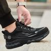 Fashion Rotating Button Safety Shoes Steel Toe Sneakers Indestructible Black Work Shoes for Men Lightweight Non-slip Protective Sneakers