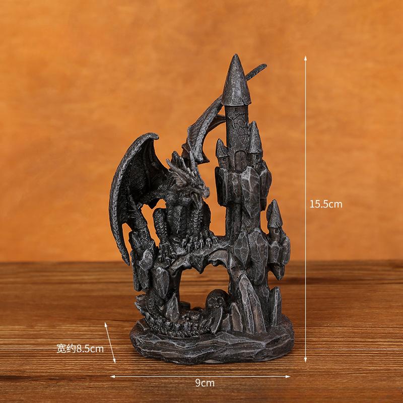 

Хэллоуин Битва Дракон Смола Фигурка Носовая Фигура Череп Дом Настольный Вход Украшение Подарок чёрный