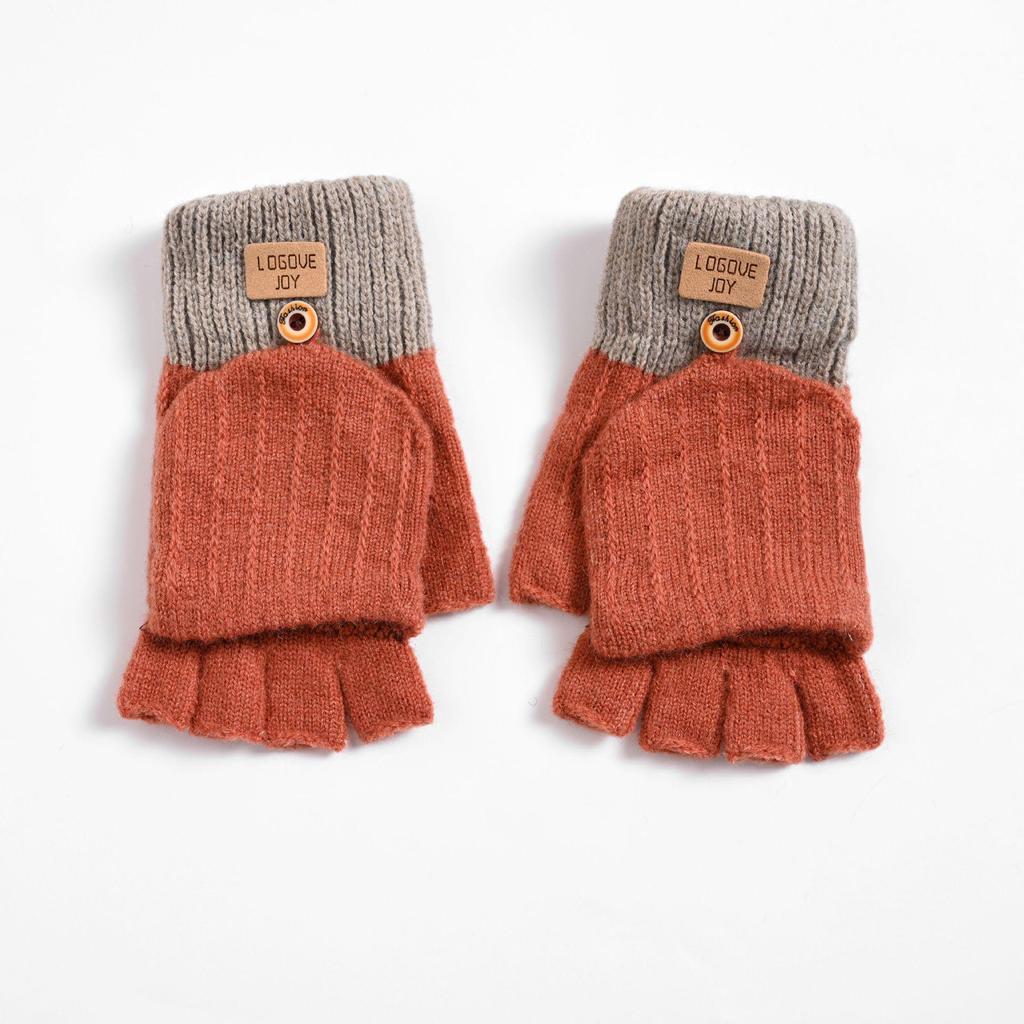 Korean Touchscreen Fingerless Winter Gloves - Plush, Thick, Cold-Proof Writing Flip Gloves for Students