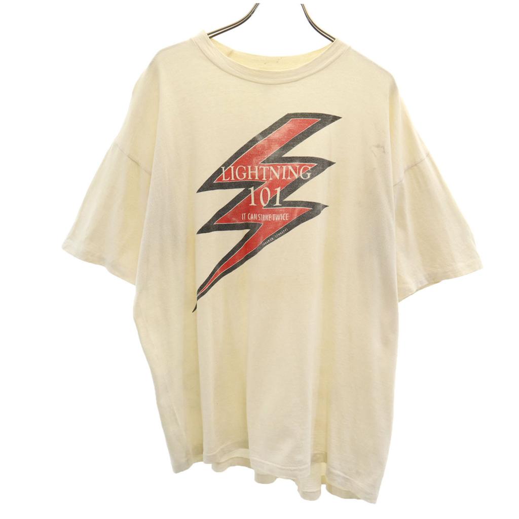 OKINA 90s Old Short sleeve T-shirt XL cream Single stitch Men's Used