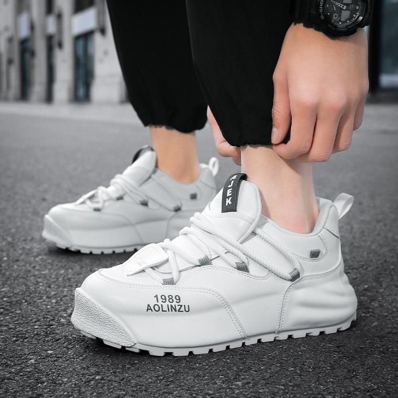 

Men’s Black Elevator Shoes Casual Thick Sole Sport Shoes Outdoor Khaki Height Increase Platform Walking Shoes Plus Size EU: 48