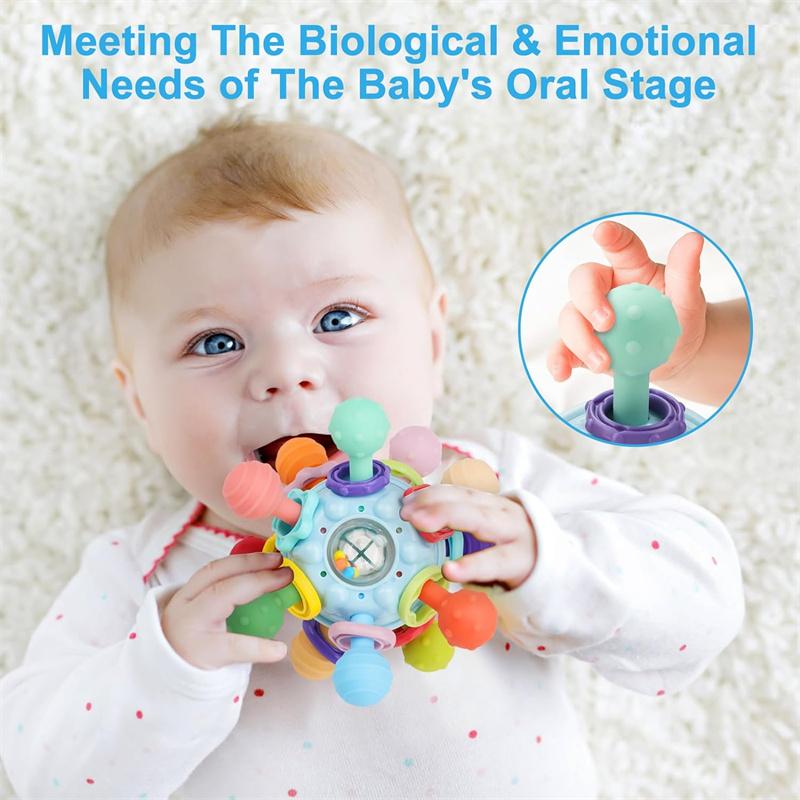 Atomic Ball Baby Montessori Sensory Toy For 0-6 6-12 Months, Food Grade Teething Toy For Babies