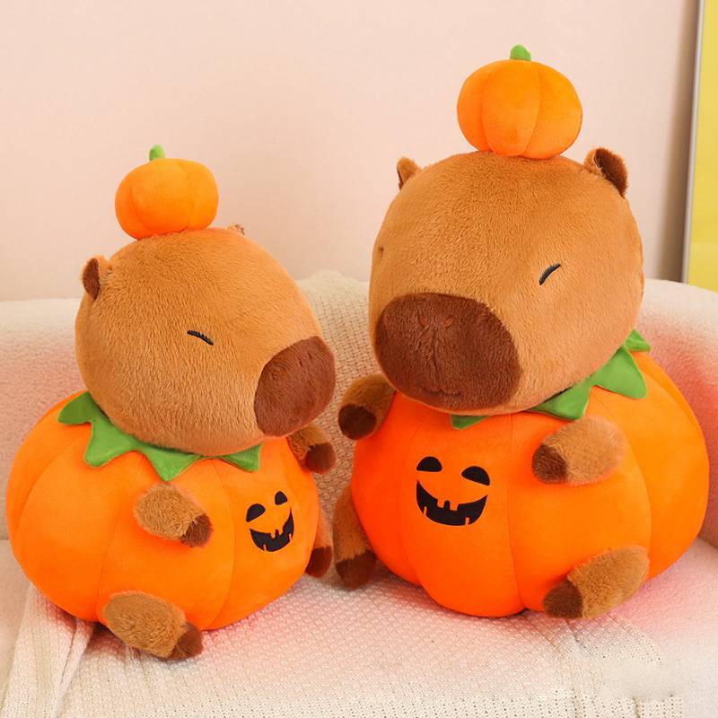 Plush Capybara Pumpkin Toy Cartoon Halloween Funny Pillow Decoration Supplies