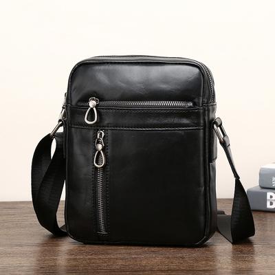 Men'S Shoulder Bag Leather Messenger Bag Casual Cowhide Business Shoulder Mobile Phone Bag Messenger Bag