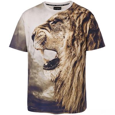 Men's Short Sleeved Digital Printed 3D Lion Men's T-shirt