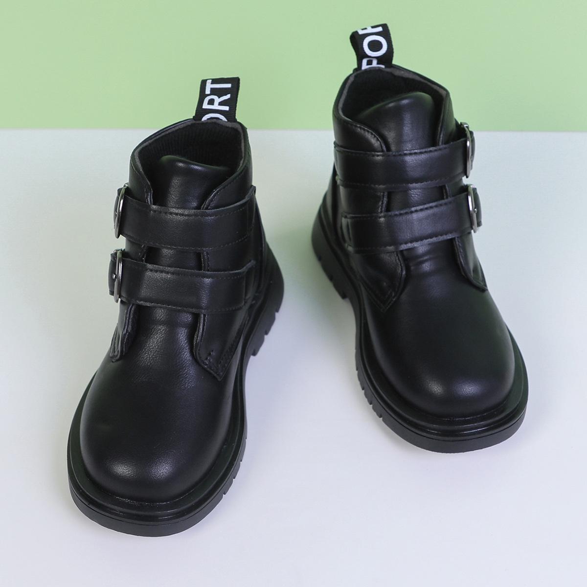 

Ботинки Martin для девочек, пряжки, детская осенняя обувь, повседневная обувь для детского сада, детская обувь 26 чёрный