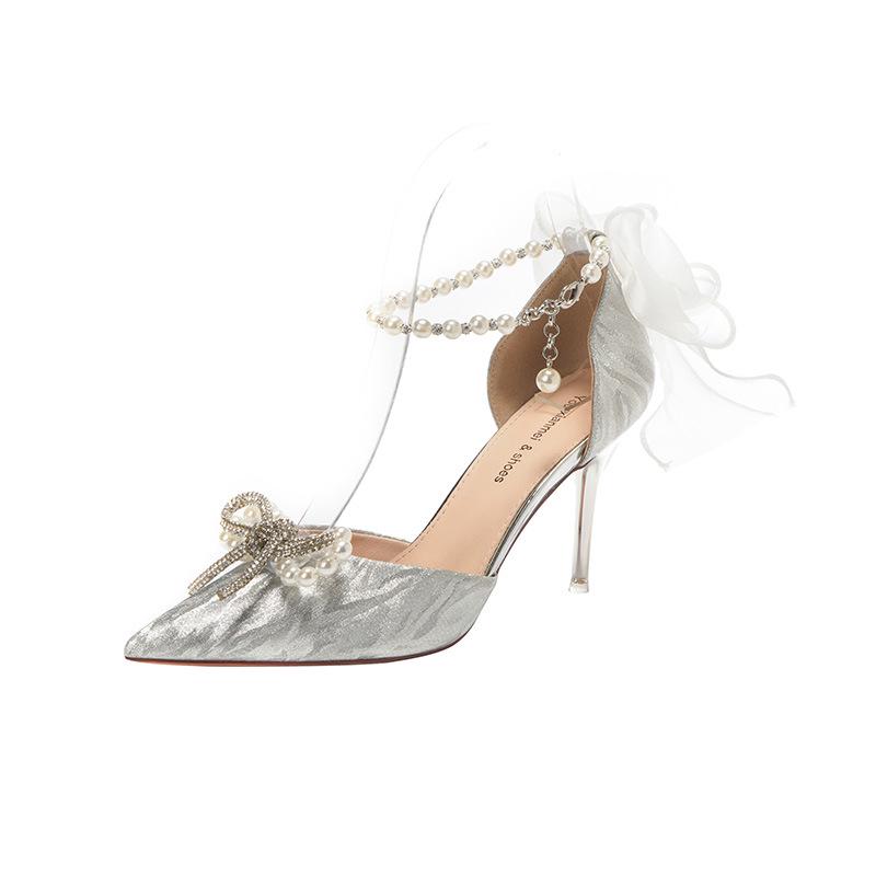 Elegant French Stiletto Heels: Baotou Shallow Mouth Bridal and Bridesmaid Shoes