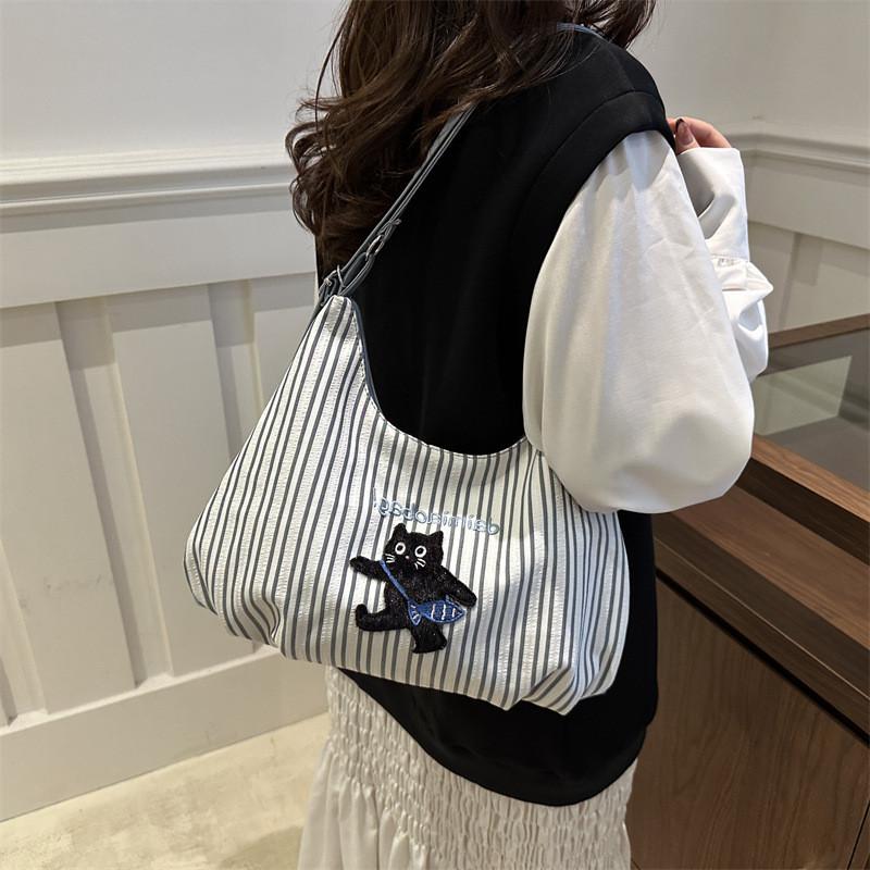 Stylish Large Capacity Blue Canvas Tote Bag For Women Perfect For Autumn Fashion