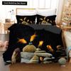 Goldfish Duvet Cover King/Queen Size Golden Red 3D Animal Bedding Set for Kid Teen Adult,Fish Themed Quilt Cover with Pillowcase