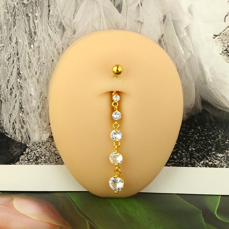 1pc Golden Belly Button Rings Pack Stainless Steel Long Dangling Navel Belly Piercing Jewelry For Women 14G Belly Bar Kit Stud