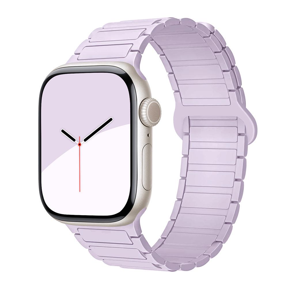 Compatible Silicone Magnetic Buckle Band for Apple Watch Series 1-11, Ultra 3, SE 3 Three-Bead Style