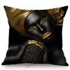 Black Gold African Lady Girl Style Modern Fashion Living Room Luxury Looking Decoration Art Sofa Pillow Case Linen Cushion Cover