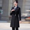 Tluoman Women's Black Wool Blend Mid-Length Padded Overcoat