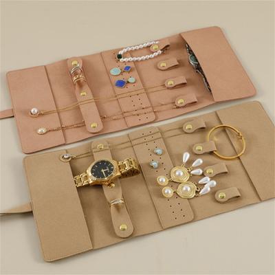 Jewelry Roll Up Bag Organizer Foldable Jewelry Case Roll Travel Jewelry Organizer Portable Earrings Rings Necklaces Storage Bag