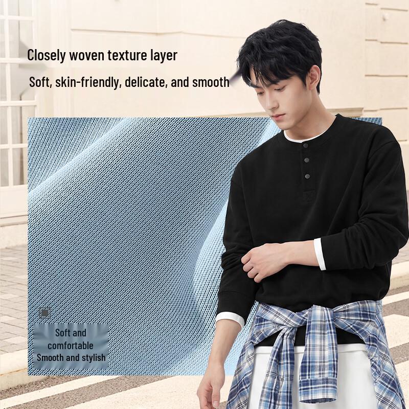Baleno Heren Oversized Henley Nek Pullover Sweatshirt