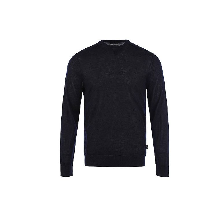 Emporio Armani Ss21 Solid Color Crew Neck Knit Pullover Long Sleeve Sweatshirt Men sweatshirt Black 8N1MUV-1MJWZ-0999