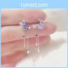 Butterfly Crystal Drop Earrings With Silver Pins For Women Fashion Jewelry