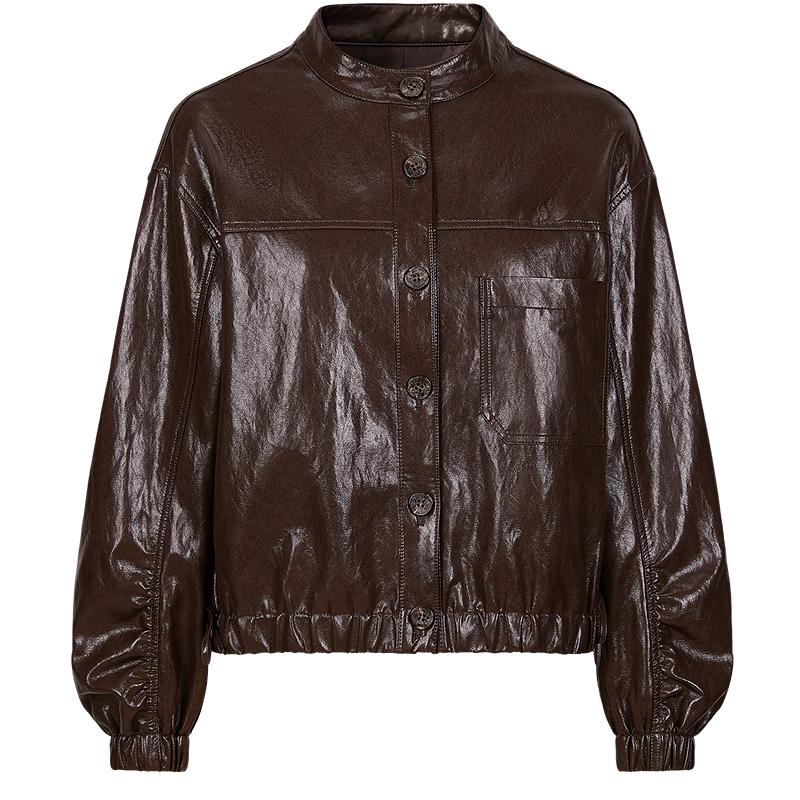 

Annacoco Женская Ретро Куртка из ПУ Кожи Свободного Кроя L