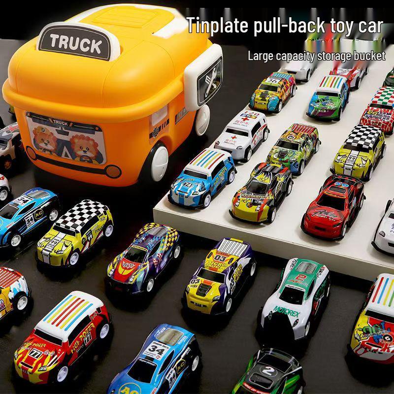 Children's Mini Alloy Pull-Back Toy Car Set In Gift Tin