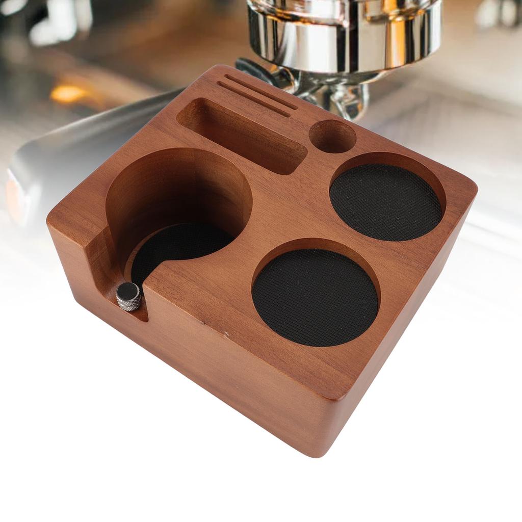 58mm Holz Kaffee Tamper Station Einstellbare Multifunktionale Kaffee Siebträger Tamper Halter Stehen