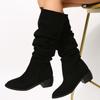New large size pleated boots women's large size tall Martin boots European and American suede thick heel pile