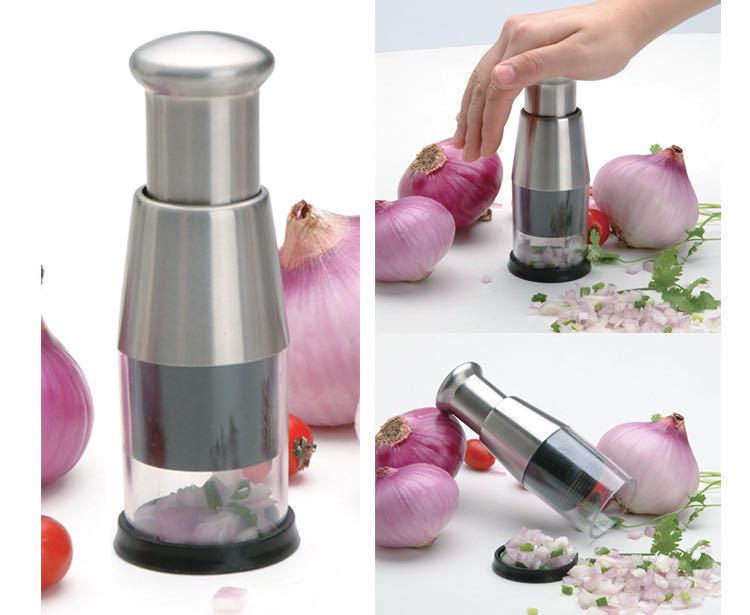 Stainless Steel Manual Garlic Chopper: Multi-Functional, Easy to Clean, Press-Type Food Processor