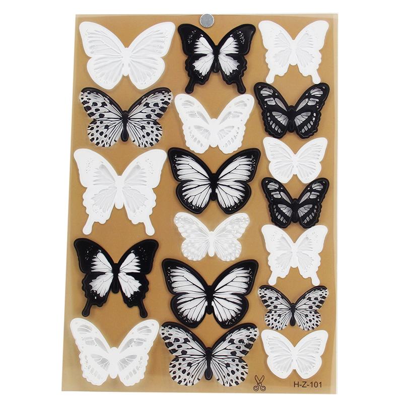 18Pcs/Set Black And White Crystal Butterflies Wall Sticker Beautiful Butterflies Art Decal Home Decor For Refrigerator Kids Room