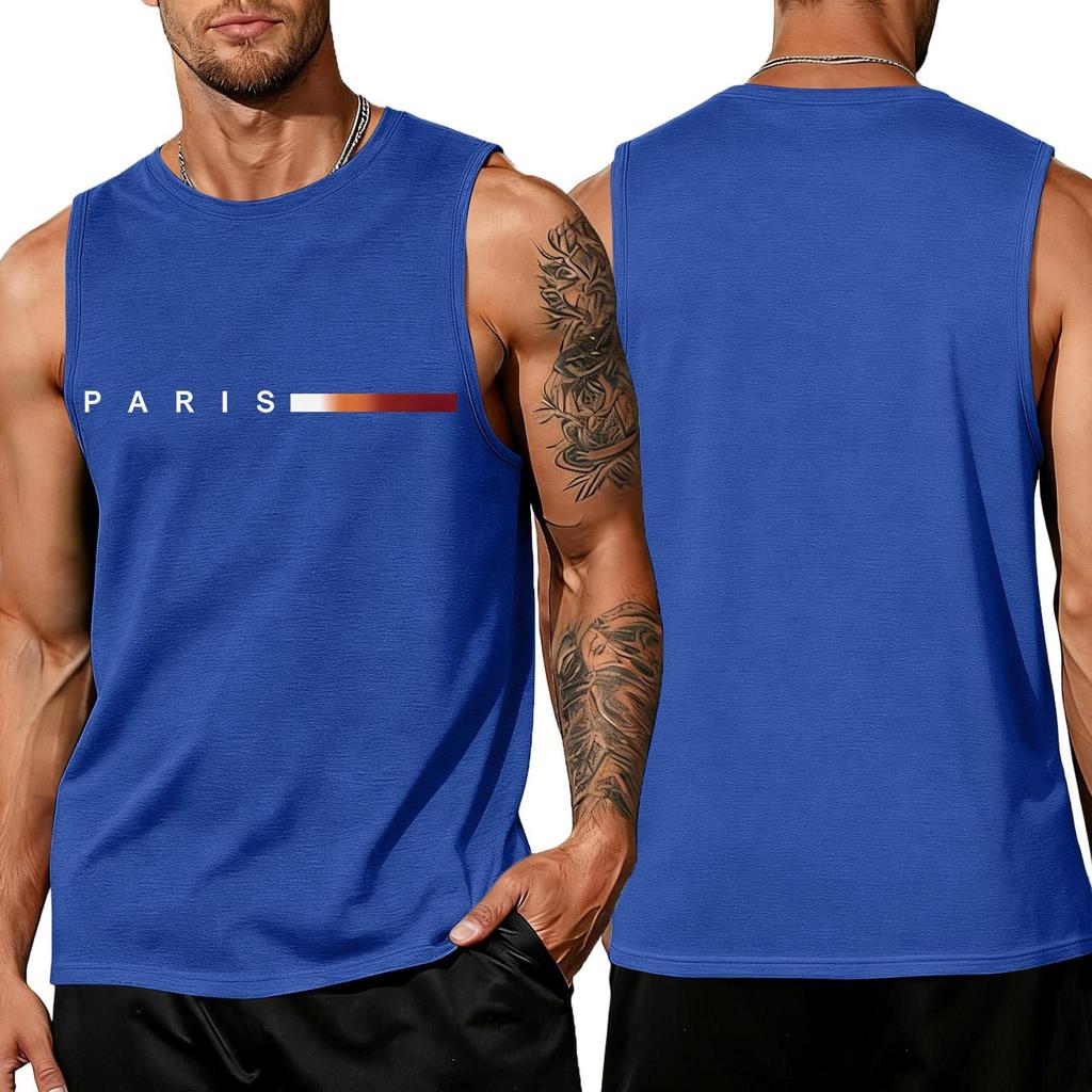 Men's Loose And Casual Trend Letter Pattern Printed Tank Top For Men, Men's Sporty Breathable Sleeveless Top