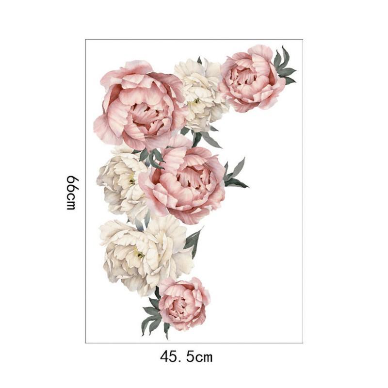 

Большие наклейки на стену с изображением пиона, романтические цветы, художественные наклейки для дома, декор для спальни, гостиной, съемная настенная наклейка розовый