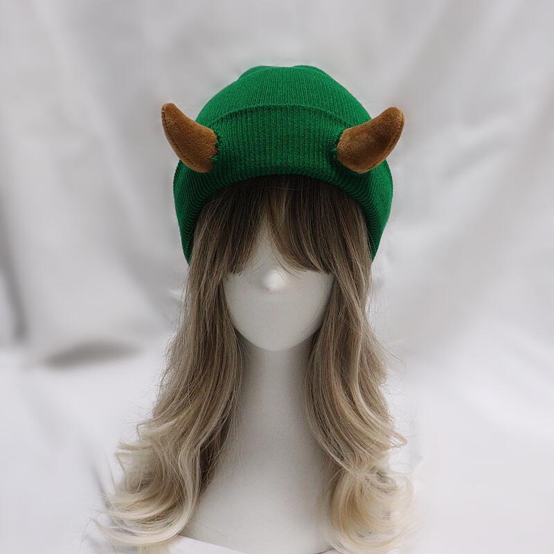 2025 New Knit Beanie With Demon Horns Warm Winter Skullies Cap For Halloween Christmas Party Costume Punk Hip Hop Unisex Adult elastic