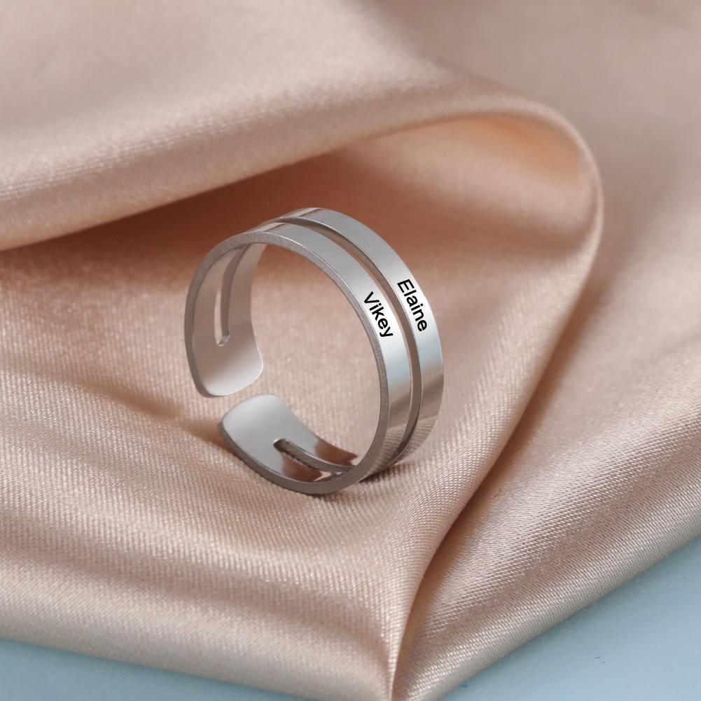 Personalized Finger Ring For Woman Men Family Engrave Name Custom Couple Lover Gift Metal Stainless Steel Gold Color Jewelry