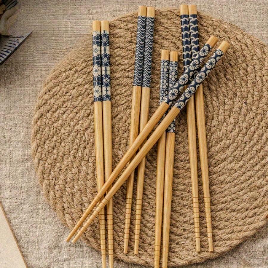 5 Paar wiederverwendbare Essstäbchen für Sushi, rutschfeste Essstäbchen für Lebensmittel, chinesische Essstäbchen, Geschirr, Geschenk, Küchenutensilien
