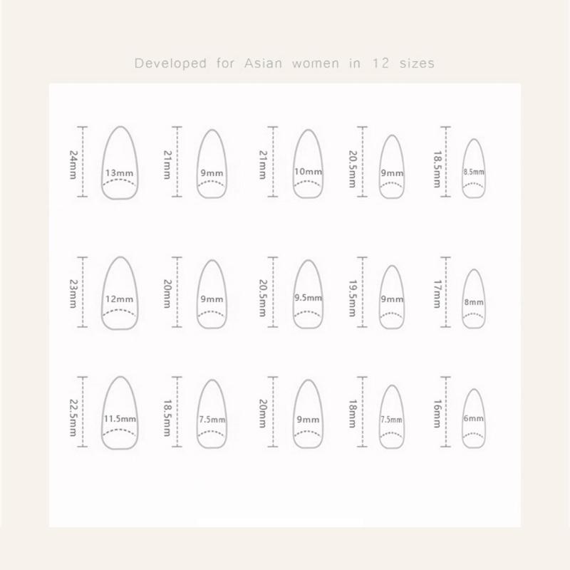 24 Pcs Glossy Full Cover Stick On Nail Almond Shape False Nail Simple Press On Nail Rhinestones Artificial Nail