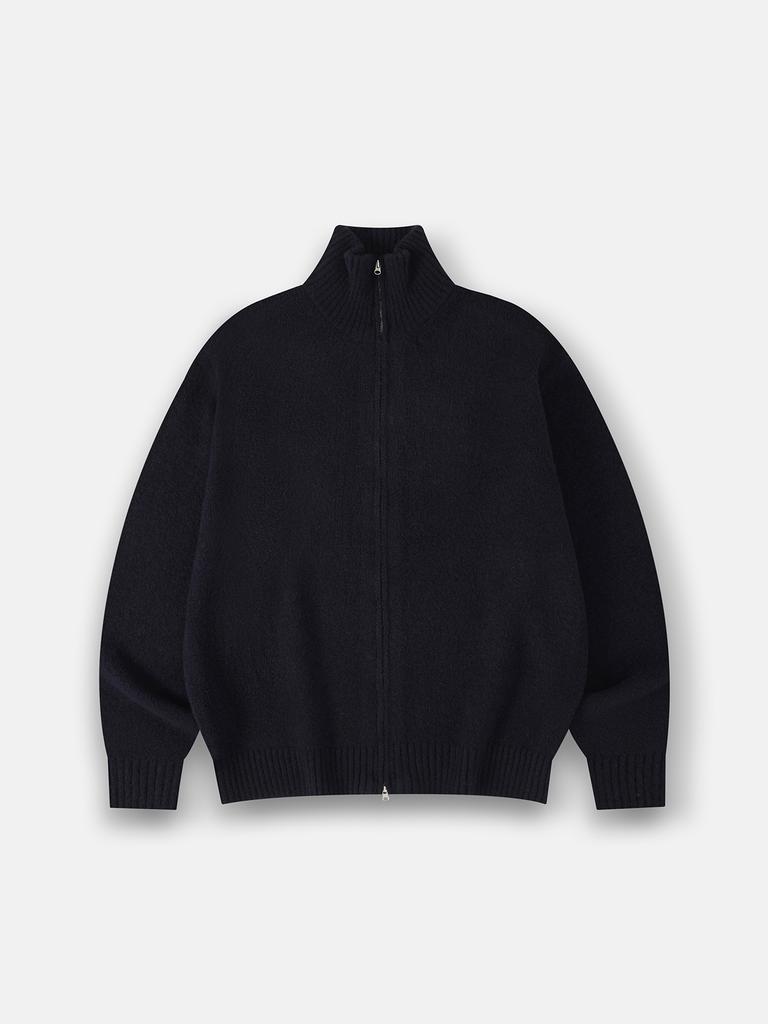 Deowedeoijeueosseom Turtleneck Zip-Up Knit Sweater (Navy)