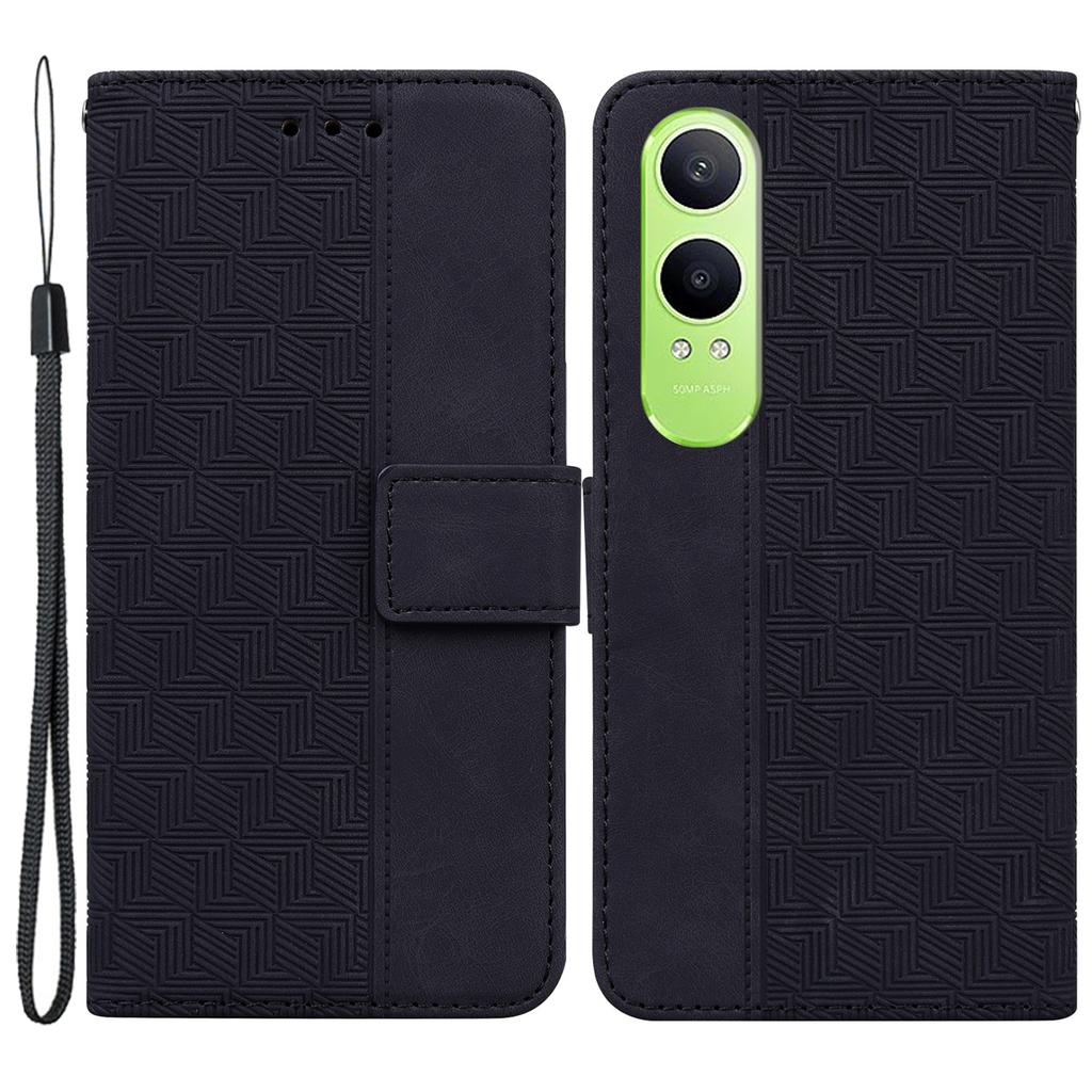 For OnePlus Nord CE4 Lite 5G/Oppo K12x 5G (China) Case PU Leather Geometry Imprint Wallet Phone Cover
